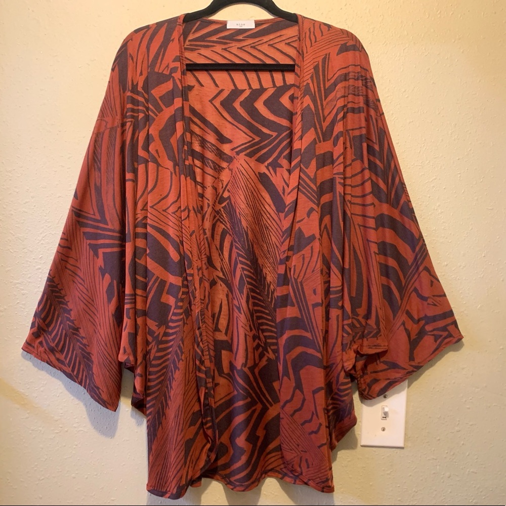 Russet Color, Print Kimono